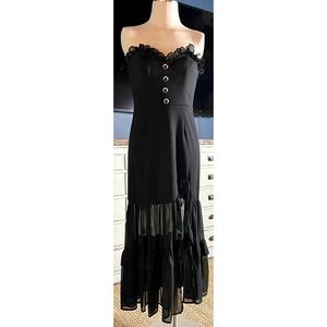 Anthropologie Strapless Ruffle Side Slit Dress 6
